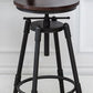 Tabouret industriel en métal, siège rond en bois, tabouret de comptoir réglable, finition mate