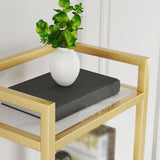 Glam Gold Iron Bar Table Faux Marble White Top 41.3"H Bistro Table with Wine Rack Clearhalo 'Bar Furniture' 'Bar Tables' 'bar_tables' 'furn' 'furn_bar_tables' 'Furniture' 'furniture_bar_tables' 'Kitchen & Dining Furniture' 1200x1200_cb0012fb-1212-4305-848b-48aa61a4e504