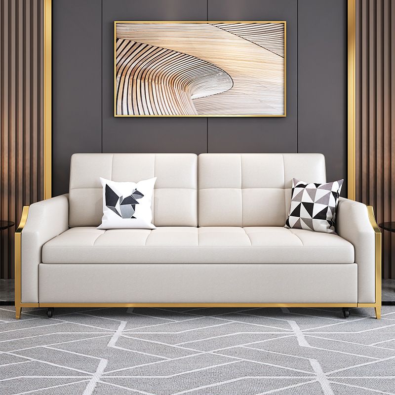 31.49" Tall White Sleeper Sofa Glam Style Biscuit Back Sofa Bed Clearhalo 'furn' 'furn_futons' 'Furniture' 'Futons & Daybeds' 'Futons' 'Living Room Furniture' 1200x1200_cb00b977-7c06-4061-bb7c-e42897fe0fbe