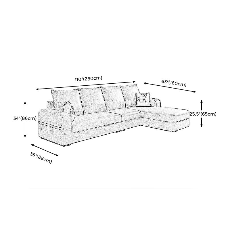 Contemporary Square Arm Sofa with Bolster Pillows for Living Room, Apartment Clearhalo 'furn' 'furn_sectionals' 'Furniture' 'furniture_sectionals' 'kitchen' 'kitchen_sectionals' 'Living Room Furniture' 'Sectionals' 1200x1200_cb00e154-70f0-45ac-b84b-e7bf0d3f8fec