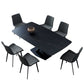 Metal Modern Rectangle Dining Table Sintered Stone Dining Table with Pedestal Base Clearhalo ' dining_table' 'Dining Tables & Seating' 'Dining Tables' 'furn' 'furn_dining_table' 'Furniture' 'furniture_dining_table' 'Kitchen & Dining Furniture' 'kitchen&dining_furn' 'kitchen' 'kitchen_dining_table' 1200x1200_cb028321-d5ba-4f2a-b5a7-7442ec721ff2