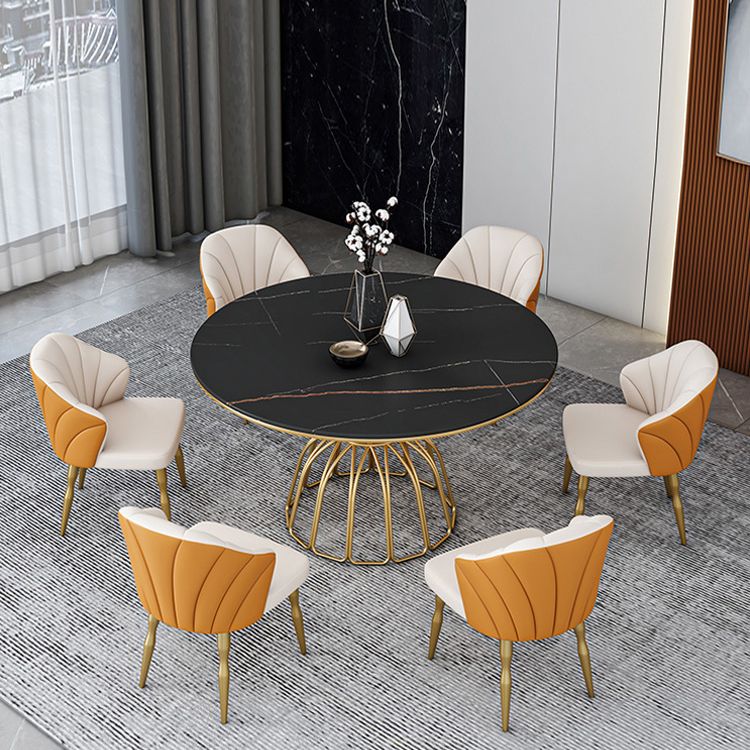 Home Dinner Room Kitchen Table Gold Base Stone and Iron Traditional Luxury Dining Table Clearhalo 'Dining Tables & Seating' 'Dining Tables' 'dining_table' 'furn' 'furn_dining_table' 'Furniture' 'furniture_dining_table' 'Kitchen & Dining Furniture' 1200x1200_cb0301d9-d2b4-476d-8f2f-84ca9904ce55