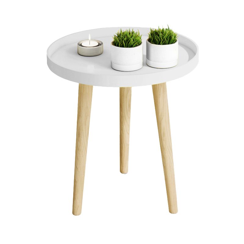 17.71" Tall Plastic Round Top Side Table Wooden 3 Legs End Table