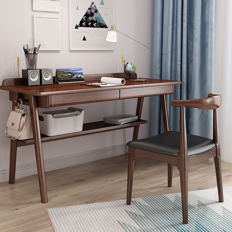 2 Drawers Task Desk Rectangular Shaped Office Desk in Natural/White/Brown Clearhalo 'furn' 'furn_office_desk' 'Furniture' 'Office Desks' 'Office Furniture' 'office_desk' 1200x1200_cb07e4ec-edaf-44c2-9849-9f60a623ecdb