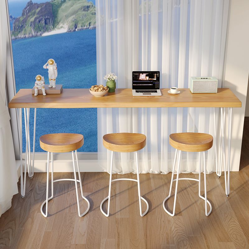 Mesa de bar con base metálica de madera rectangular, mesa de Bar de estilo moderno, para el hogar
