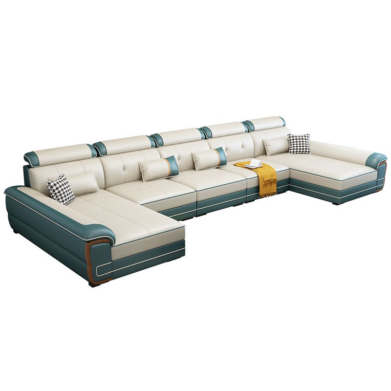 158.26" D x 70.86" W x 31.49" H Pillow Top Arm Sofa with Adjustable Bolster Pillows Clearhalo 'furn' 'furn_sectionals' 'Furniture' 'furniture_sectionals' 'kitchen' 'kitchen_sectionals' 'Living Room Furniture' 'Sectionals' 1200x1200_cb089b3a-a483-412d-b999-2e4d775d04e0