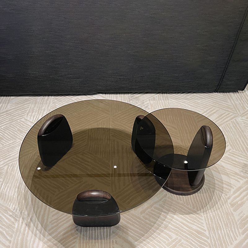 Glass Top Coffee or End Table Black 2 Legs Coffee Cocktail Table