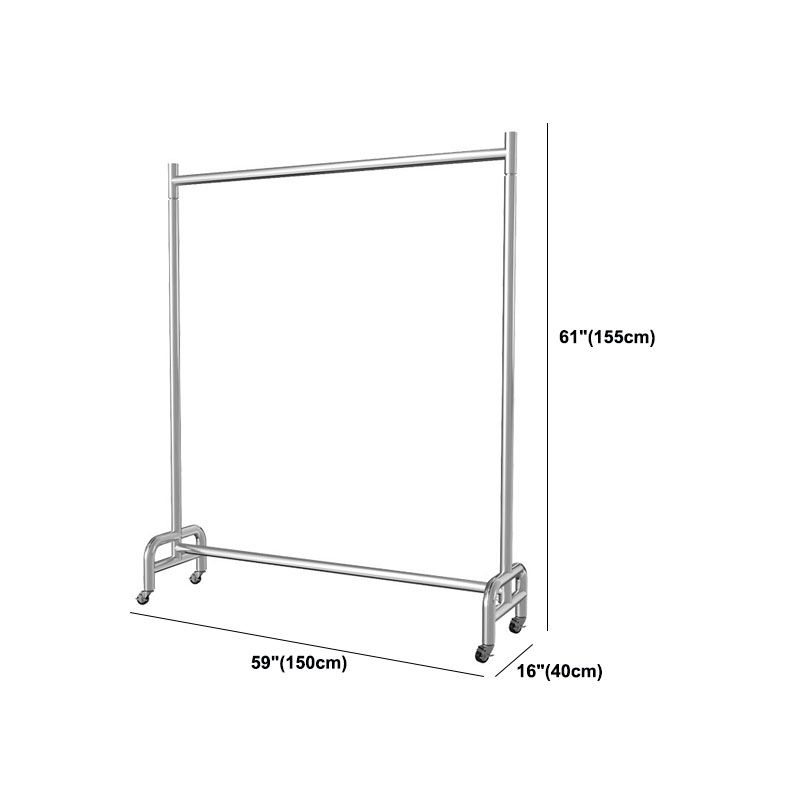 Industriële jas hanger roestvrijstalen hangende rail en castors hal boom
