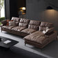 Modern Style Sofa Bed Imitation Leather Material Grey/khaki/coffee Feather Padded Sofa Clearhalo 'furn' 'furn_sectionals' 'Furniture' 'Living Room Furniture' 'Sectionals' 1200x1200_cb09f9ca-7f74-4f35-b40b-e58a2591c672