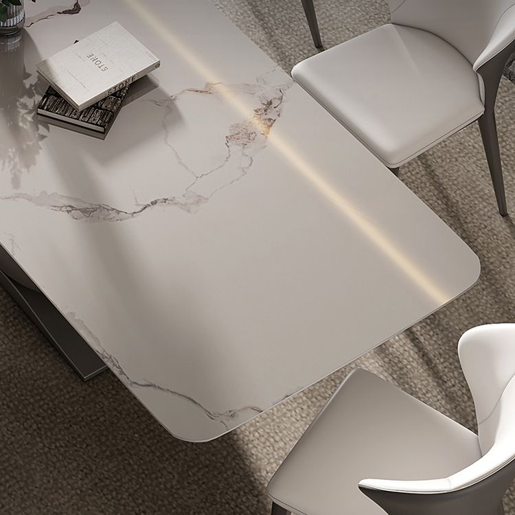 Moderne stijl voetstuk eettafel gesinterde stenen rechthoekige tafel voor thuis