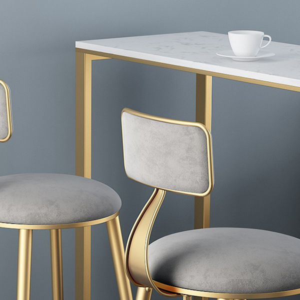 Tavolo da barra in marmo rettangolare tavolo da barre industriale con doppio piedistallo in oro