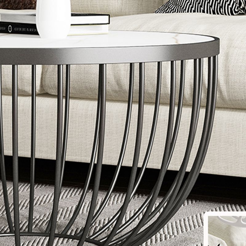 Tavolino da caffè a tamburo a singolo ardesia moderno tavolino rotondo minimalista