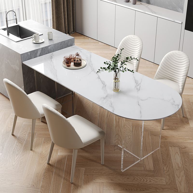 Steen eettafel Home Dinner meubels met acryl dubbel voetstuk voor een klein appartement