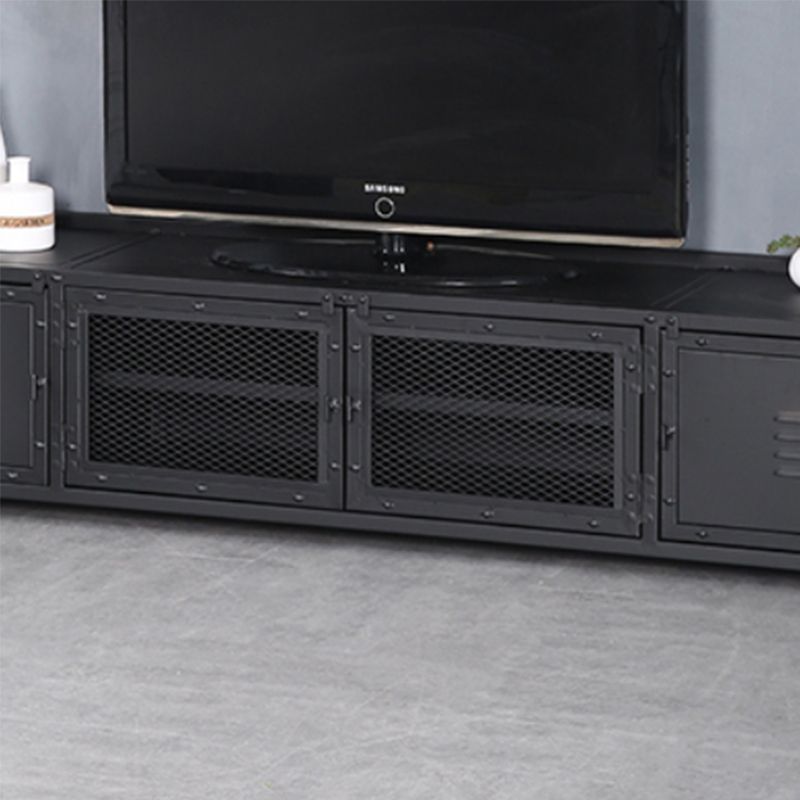 Industrial Style Metal TV Stand Black Colour Cable Management TV Console