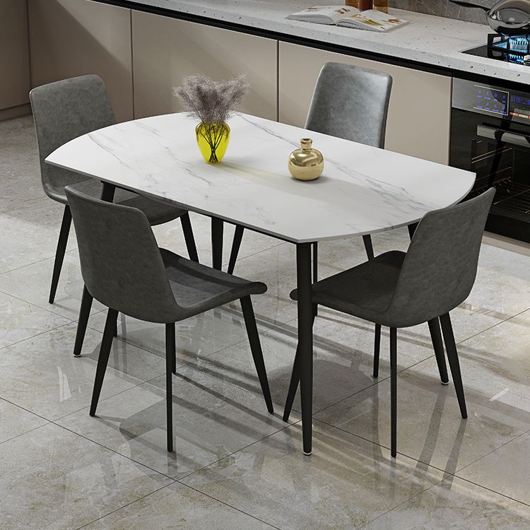Contemporary Style Stone Dining Table Round Drop-Leaf Table with 4-foot