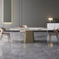Rectangle Stone Dining Table Contemporary Dining Table with Pedestal Base Clearhalo 'Dining Tables & Seating' 'Dining Tables' 'dining_table' 'furn' 'furn_dining_table' 'Furniture' 'furniture_dining_table' 'Kitchen & Dining Furniture' 'kitchen' 'kitchen_dining_table' 1200x1200_cb0fe40d-7398-442d-8a68-fdda04c31e62