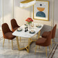 White - Gold Dinner Room Kitchen Table Rectangle Dining Table