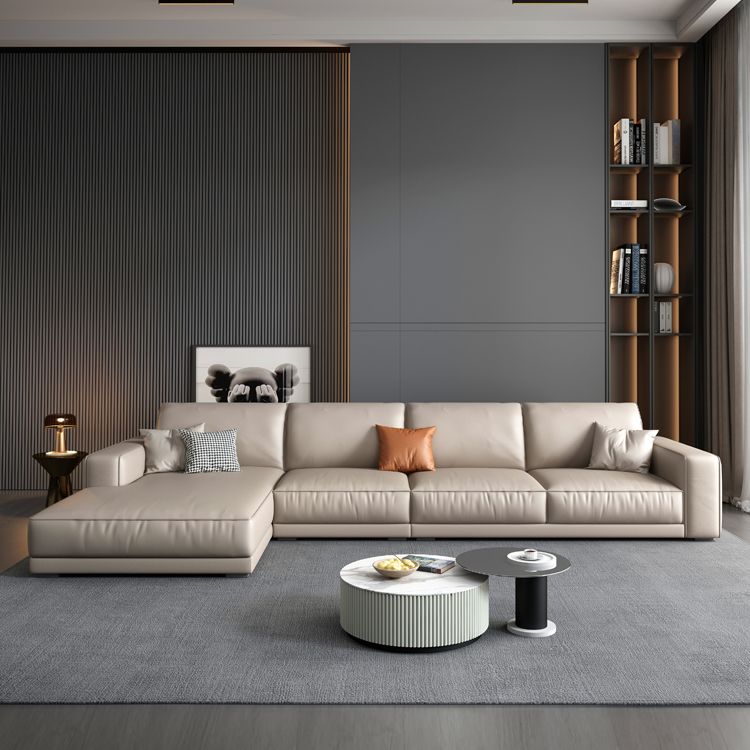 Cushions Faux Leather Square Arm Sofa with Waterproof and Wear-resisting Clearhalo 'furn' 'furn_sectionals' 'Furniture' 'furniture_sectionals' 'kitchen' 'kitchen_sectionals' 'Living Room Furniture' 'Sectionals' 1200x1200_cb140a24-b177-4ac7-a32e-b41e7d659b35