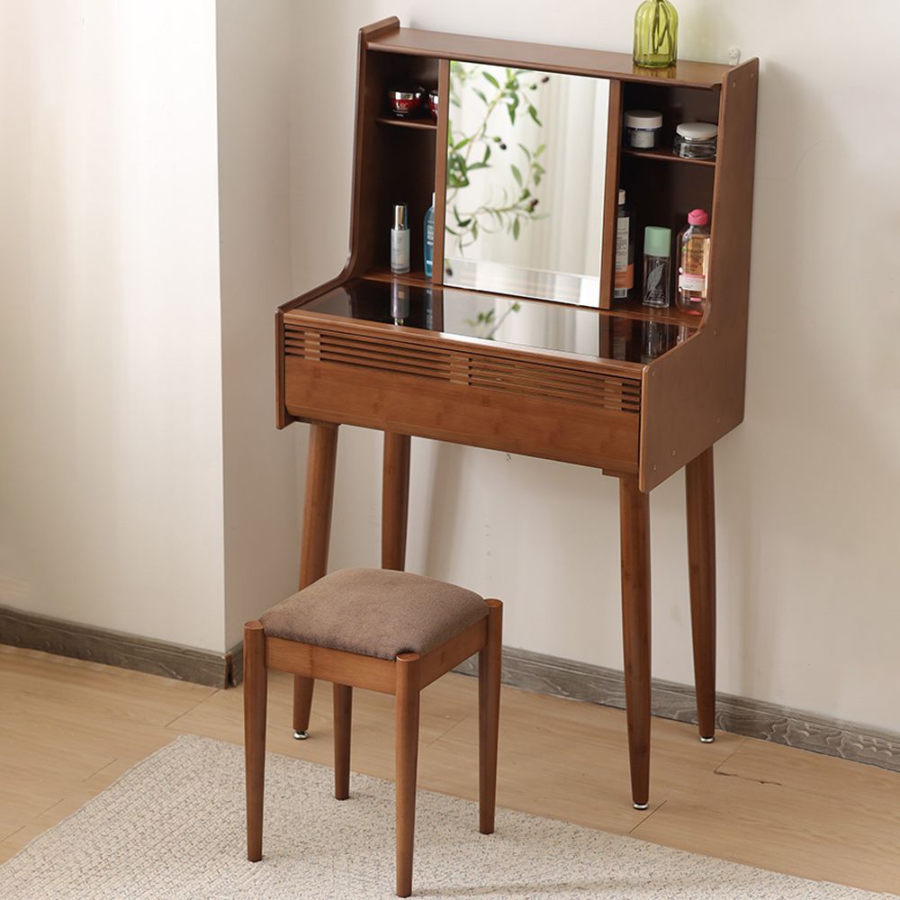 Tavolo da toeletta moderno tavolo da costume in legno solido set di vanità a specchio
