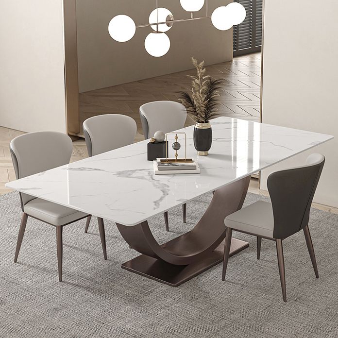 Modern Rectangle Sintered Stone Dining Table Set 1/2/4/5/7 Pieces Dining Set Clearhalo 'Dining Room Sets' 'Dining Tables & Seating' 'dining_room_set' 'furn' 'furn_dining_room_set' 'Furniture' 'furniture_dining_room_set' 'Kitchen & Dining Furniture' 1200x1200_cb16a47c-df86-45c3-840c-c4fb089651b7