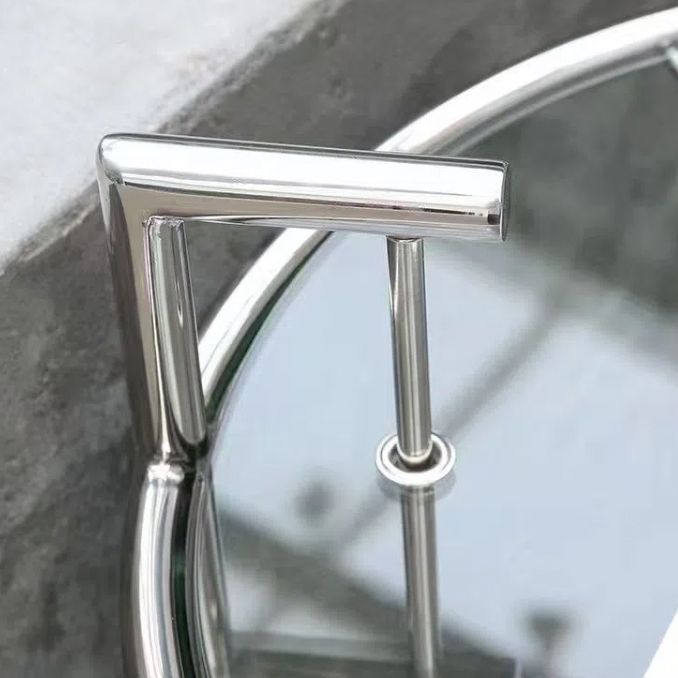 Round Glass Top End Table with Stainless Steel C Base Side Table Clearhalo 'Coffee & Accent Tables' 'End & Side Tables' 'end_side_tables' 'furn' 'furn_end_side_tables' 'Furniture' 'Living Room Furniture' 1200x1200_cb16cdb6-491c-4ae9-b489-a0086d30ac70