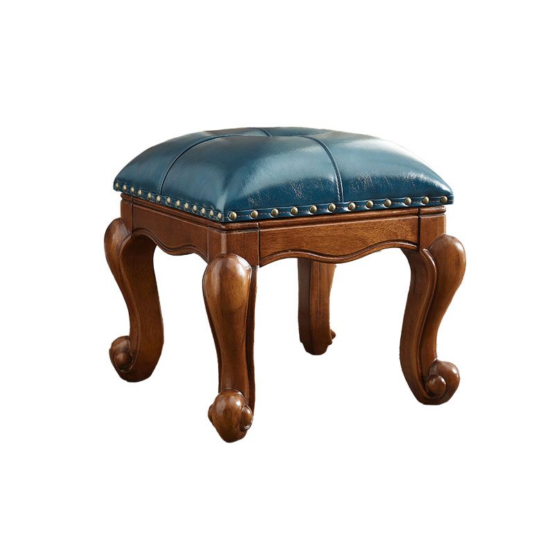 Mid-Century Modern Pouf Ottoman Genuine Leather Tufted Nailhead Trim Rectangle Ottoman Clearhalo 'furn' 'furn_ottomans_poufs' 'Furniture' 'Living Room Furniture' 'Ottomans & Poufs' 'ottomans_poufs' 1200x1200_cb177804-bed0-408f-990c-35e2067773e0