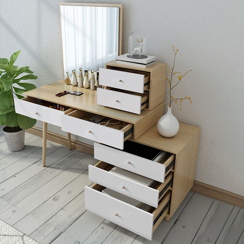 Wood Drawers Included Vanity Makeup Dressing Table Set with Stool and Mirror - 39.4" W Clearhalo 'Bedroom Furniture' 'furn' 'furn_makeup_vanities' 'Furniture' 'Makeup Vanities' 'makeup_vanities' 1200x1200_cb178f8c-d4cb-4751-b32d-0c1b801aa31a