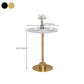 Table de bar avec base en métal Glam et plateau en pierre blanche, table de pub fixe pour patio