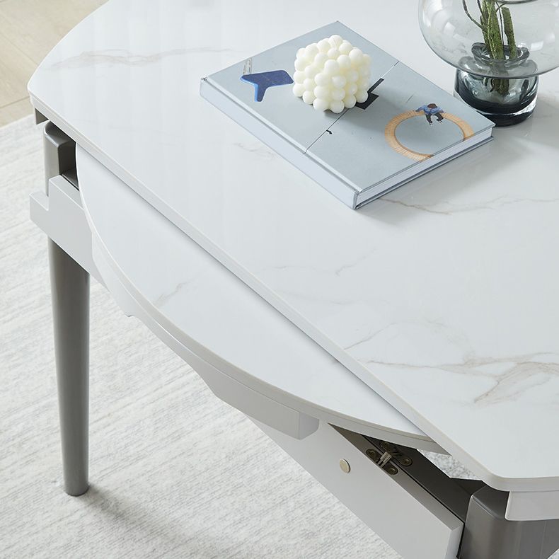 Zeitgenössischer ausziehbarer runder Stein Esstisch für Esszimmer