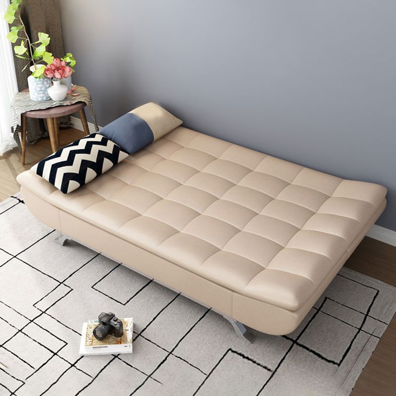 Modern Armless Metal Legs Sofa Faux Leather/Fabric Convertible Sofa Clearhalo 'furn' 'furn_sofas' 'Furniture' 'furniture_sofas' 'kitchen' 'kitchen_sofas' 'Living Room Furniture' 'Sofa' 'sofas' 1200x1200_cb196272-1156-412b-8304-61e820565c54