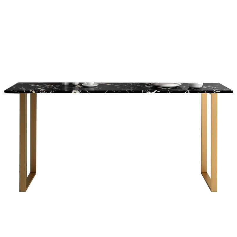 Glam Style Rectangle Stone Bar Tableau de 42 pouces Hauteur Gold Sled Piedstal Bistro Table