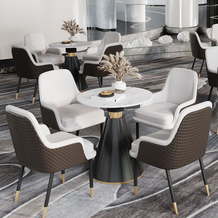 Metal Modern Round Indoor Table Sintered Stone Top Table for Kitchen and Dining Room