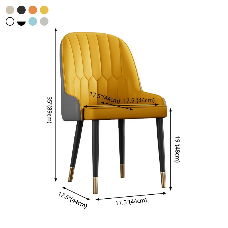 Glam Metal Dining Room Chairs Upholstered Side PU Leather Armchairs for Restaurant Clearhalo ' kitchen&dining_furn' 'Dining Chairs' 'Dining Tables & Seating' 'dining_chair' 'furn' 'furn_dining_chair' 'Furniture' 'furniture_dining_chair' 'Kitchen & Dining Furniture' 'kitchen' 1200x1200_cb1c6fea-2b1d-4289-a56a-d961e7a3806e