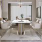 Nordic Glam Sintered Stone Rectangle Table Set 1/4/5/7 Pieces Dining Set for Home Clearhalo 'Dining Room Sets' 'Dining Tables & Seating' 'dining_room_set' 'furn' 'furn_dining_room_set' 'Furniture' 'Kitchen & Dining Furniture' 1200x1200_cb1ce582-c431-485d-b331-e0eb9577f4b0