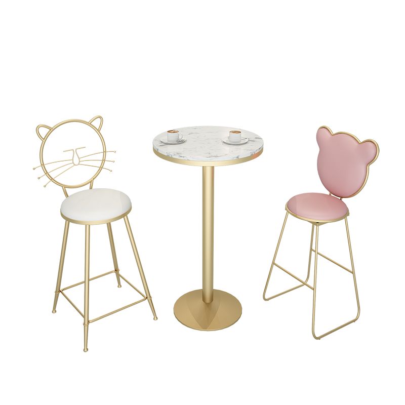 Glam Gold Metal Bar Table 21.6"W Top Marble Bistro Table for Breakroom Clearhalo 'Bar Furniture' 'Bar Tables' 'bar_tables' 'furn' 'furn_bar_tables' 'Furniture' 'furniture_bar_tables' 'Kitchen & Dining Furniture' 'kitchen&dining_furn' 'kitchen' 1200x1200_cb1d10de-b6aa-41d4-9d24-e255a82b9bc6