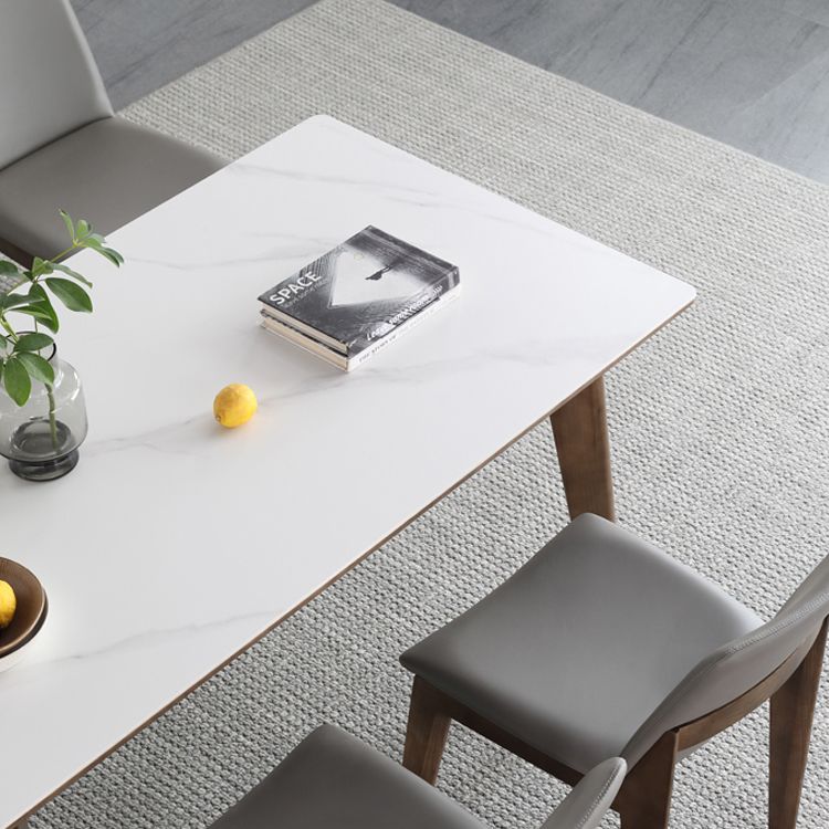 Mid-Century White Standard Dining Table Sintered Stone Rectangle Dining Table for Kitchen Clearhalo ' dining_table' 'Dining Tables & Seating' 'Dining Tables' 'furn' 'furn_dining_table' 'Furniture' 'furniture_dining_table' 'Kitchen & Dining Furniture' 'kitchen&dining_furn' 'kitchen' 'kitchen_dining_table' 1200x1200_cb1ed2cc-42bb-4196-b18b-7babc530b2a2