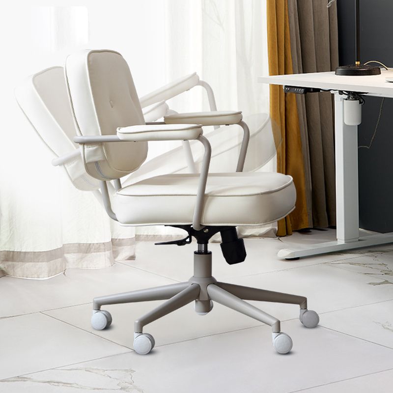 23"W Contemporary Office Chair White Swivel Upholstered Desk Chair Clearhalo 'furn' 'furn_office_chair' 'Furniture' 'Office Chairs' 'Office Furniture' 'office_chair' 1200x1200_cb1edbf0-3d35-41fa-8a20-093c78ec51a1
