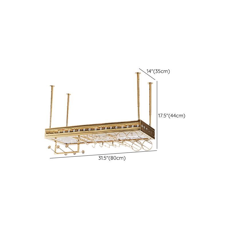 Luxury Style Metal Single Hanging Wine Holder Rack with Shelf