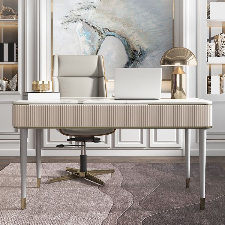 Escritorio de escritura rectangular de glamour Desk de oficina de piedra con 2/3 cajones