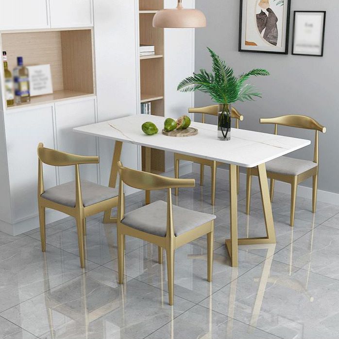 Glam Style 1/5 Pieces Dining Set with Rectangle Stone Top Table for Dining Room Clearhalo 'Dining Room Sets' 'Dining Tables & Seating' 'dining_room_set' 'furn' 'furn_dining_room_set' 'Furniture' 'furniture_dining_room_set' 'Kitchen & Dining Furniture' 'kitchen&dining_furn' 'kitchen' 1200x1200_cb229509-af2f-4146-ae0b-c90ec0334c4d