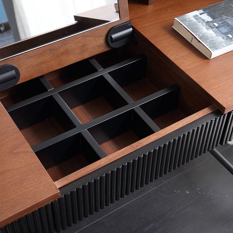 Contemporary Flip Single Wood Vanity with Padded Stool Lighted Mirror Vanity Desk Clearhalo 'Bedroom Furniture' 'furn' 'furn_makeup_vanities' 'Furniture' 'Makeup Vanities' 'makeup_vanities' 1200x1200_cb28346b-dc09-464e-afd7-ad471a6dbe8a