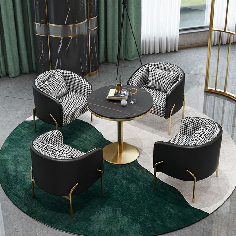 Traditional Luxury Round Dining Table Black Stone Top Table for Home