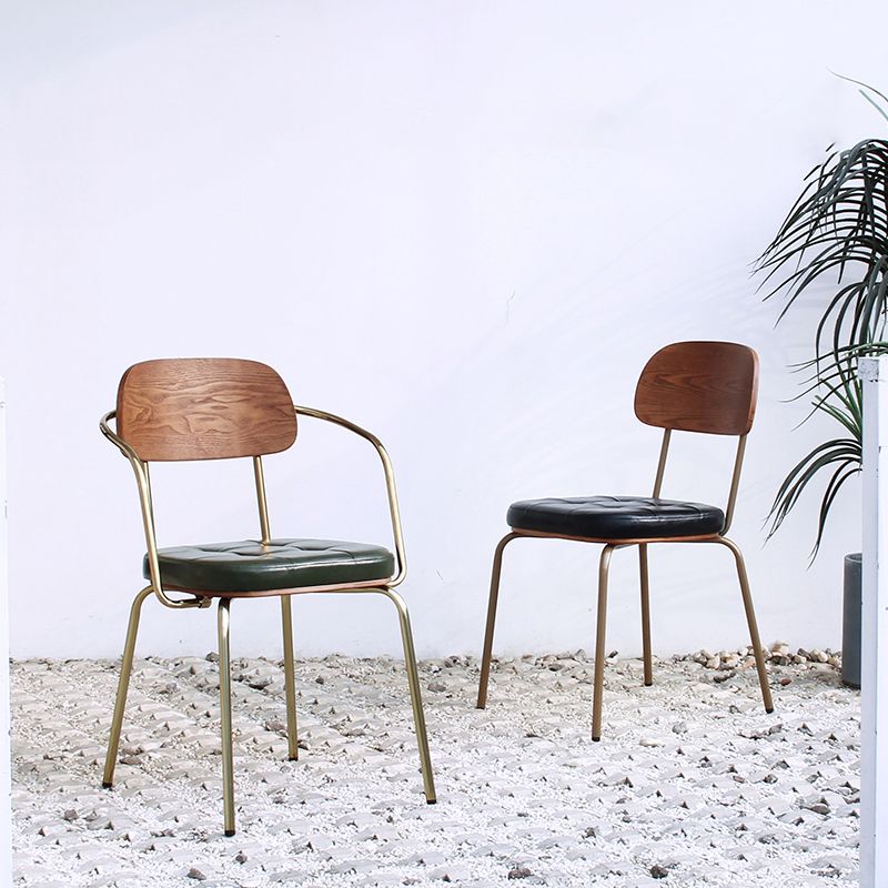 Industrial Style PU Leather Dining Chairs Open Back Dining Arm Side Chairs for Home Clearhalo ' kitchen&dining_furn' 'Dining Chairs' 'Dining Tables & Seating' 'dining_chair' 'furn' 'furn_dining_chair' 'Furniture' 'furniture_dining_chair' 'Kitchen & Dining Furniture' 'kitchen' 1200x1200_cb28b5d4-4d9d-4559-bd9a-f128569b18e1