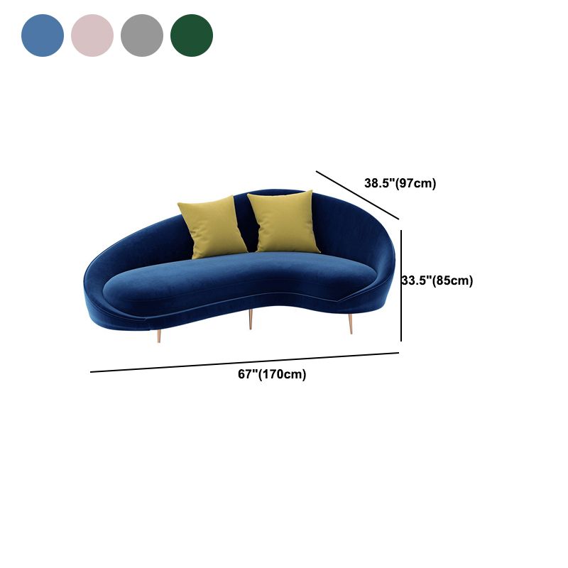 Contemporary Velvet Solid Color 33.46" H Curved Slope Arm Sofa Clearhalo 'furn' 'furn_sofas' 'Furniture' 'Living Room Furniture' 'Sofa' 'sofas' 1200x1200_cb2bb89f-ae66-4f94-ba2b-6271fc28d1e6