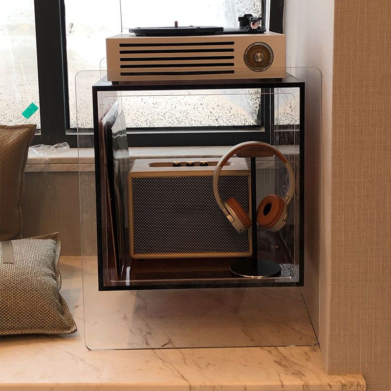 Modernistic Plastic Rectangular End Table Double Tier Corner Table with Storage Clearhalo 'Coffee & Accent Tables' 'End & Side Tables' 'end_side_tables' 'furn' 'furn_end_side_tables' 'Furniture' 'Living Room Furniture' 1200x1200_cb3097c8-c06a-4edb-95c6-e5cfea6f6e0a