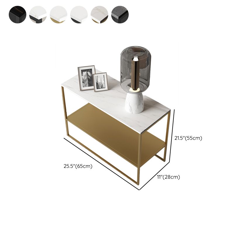 コンテンポラリースレッドエンドテーブルスレート上部長方形のサイドテーブル、21.7 "