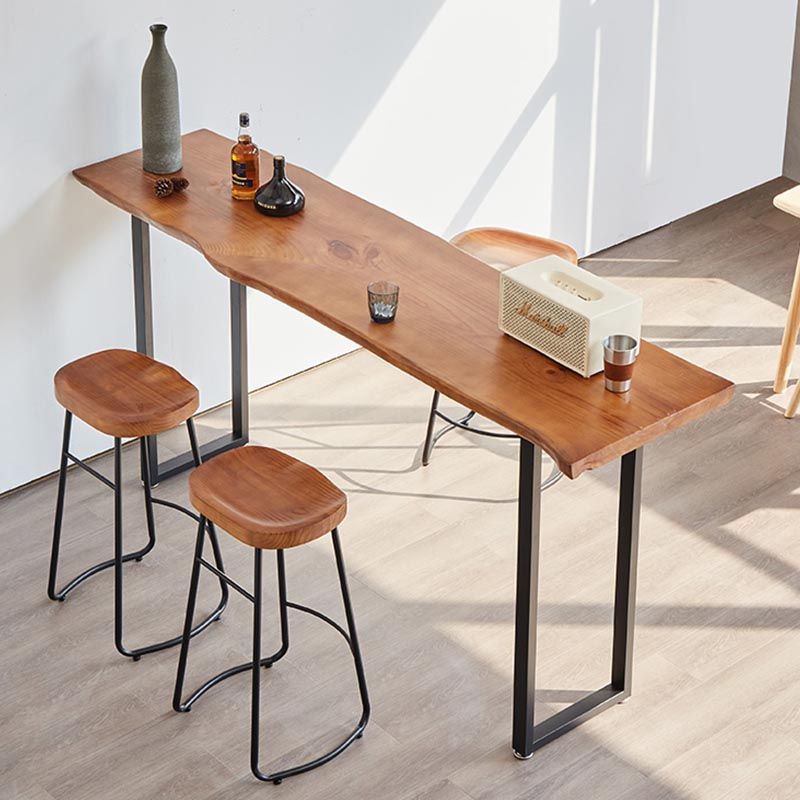 Pine Wood Top Bar Table Industrial Style Bar Table with Iron Sled Base