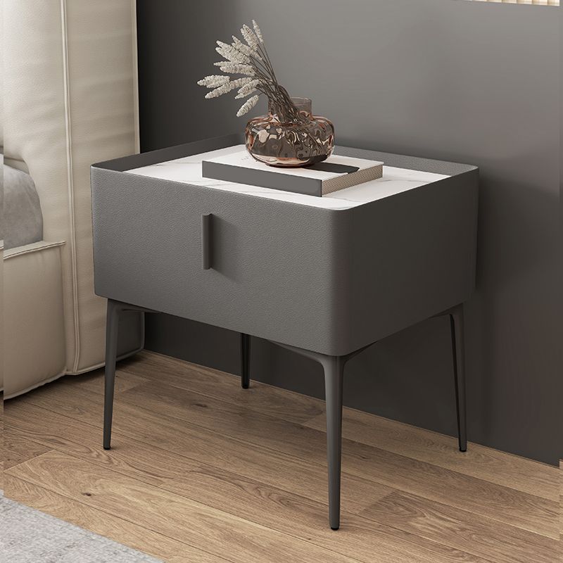 Modern Slate Nightstand Lower Shelf Bedside Cabinet with Drawer for Bedroom Clearhalo 'Bedroom Furniture' 'furn' 'furn_night_stand' 'Furniture' 'night_stand' 'Nightstands' 1200x1200_cb33adec-28ac-4ed4-b205-a5f4094f8763