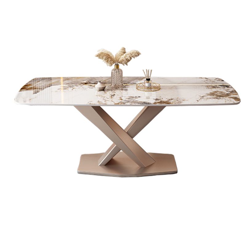 モダンな長方形のダイニングテーブルセットメタルベースのキッチン家具セット付き1/2/5/7ピース