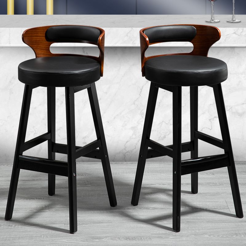 Industrial Style Low Back Bar-stool Wooden Bar Stool with Wooden Legs Clearhalo 'Bar Furniture' 'Bar Stools' 'bar_stools' 'Furniture' 'furniture_bar_stools' 'Kitchen & Dining Furniture' 1200x1200_cb359790-e943-4353-bd16-de18e0e6d14b